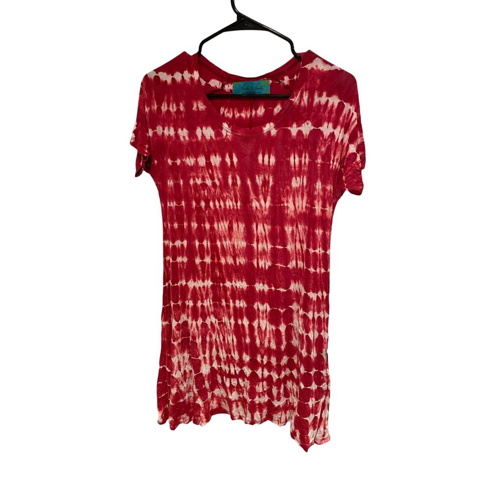 Hands to hearts red tie dye short sleeve dress S/M